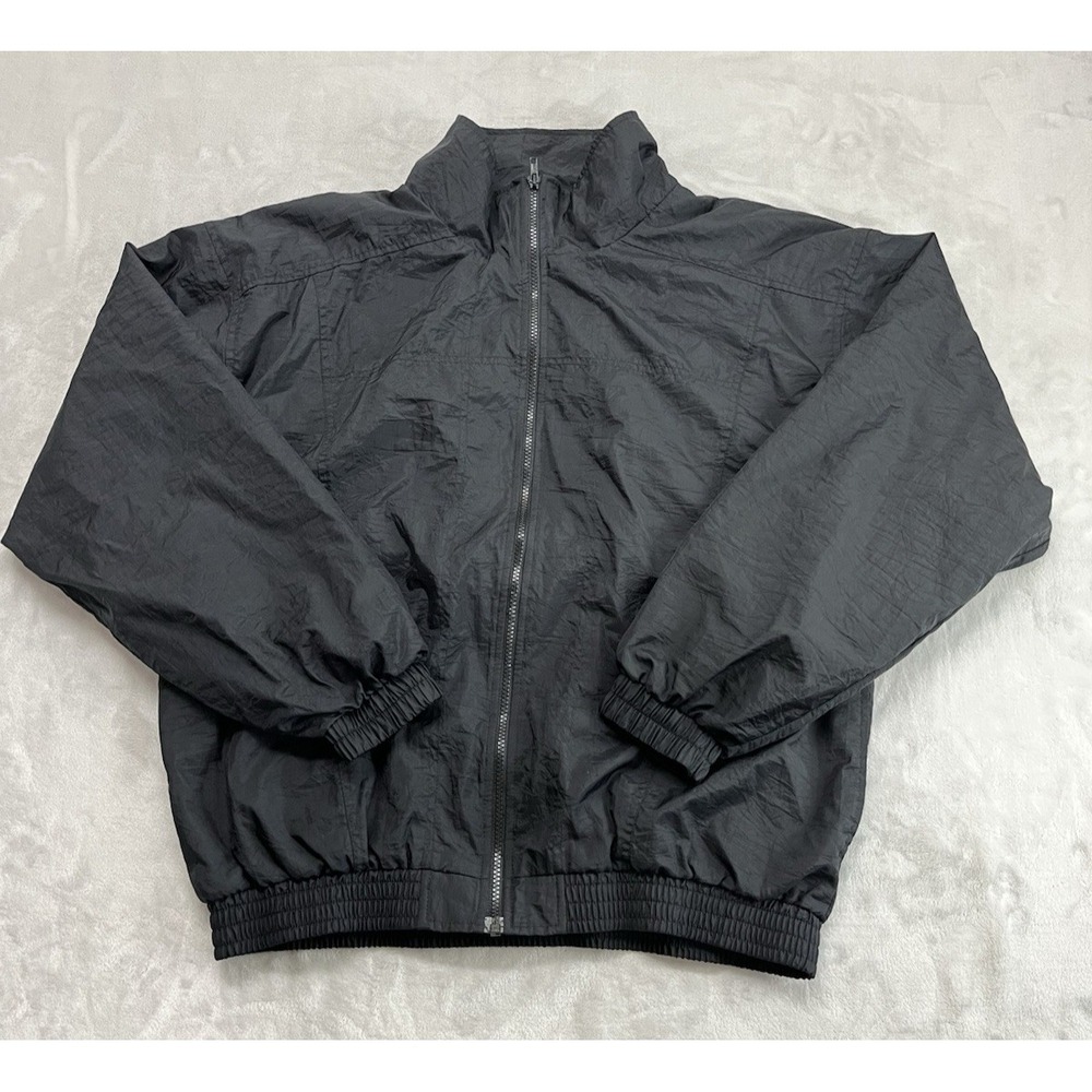VTG McGregor Jacket Men Large Black Lined Full Zip Windproof Mock Neck Outdoors